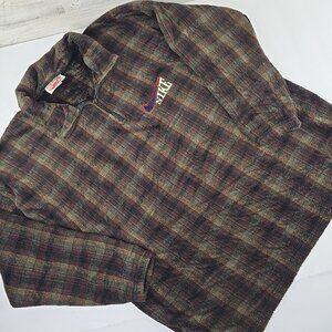 VINTAGE 90s NIKE 1/4 ZIP PLAID BROWN FLEECE PULLOVER SWEATER MEN'S SIZE XL ?????